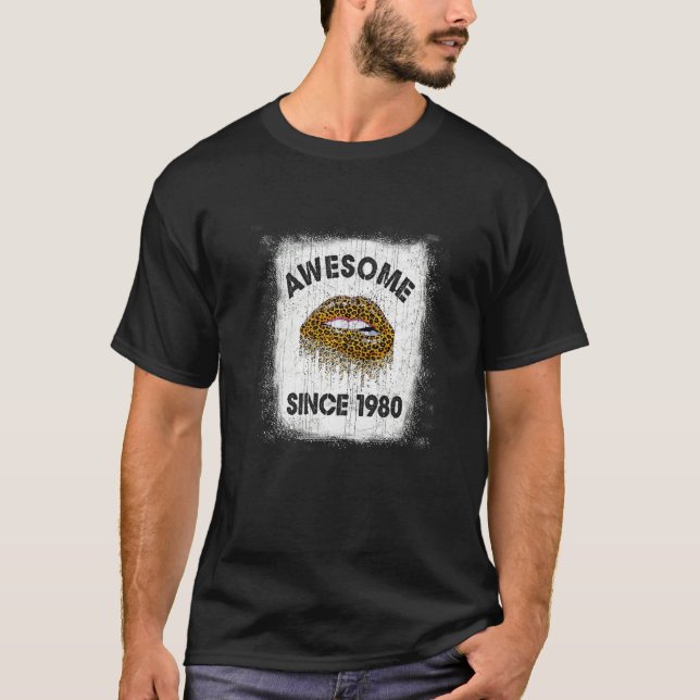 Camiseta Aniversário De 42 Anos Incrível Desde 1980 Leopard (Frente)
