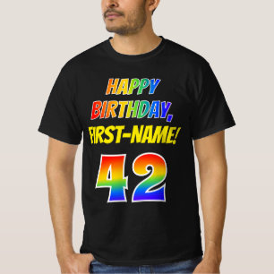 Camiseta Aniversário de 42 anos — Negrito, Divertido, Arco-