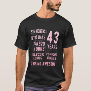 Camiseta Aniversário de 43 anos Homens Mulheres Engraçado 4