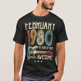 Camiseta Aniversário de 43 anos Retro Guitarra Fevereiro 1