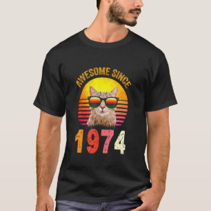 Camiseta Aniversário de 48 anos Gato Vintage Incrível Desde