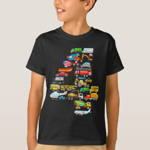 Camiseta Aniversário de 4 anos de meninos veículos caminhão