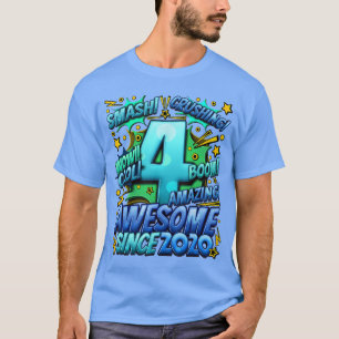 Camiseta Aniversário de 4 anos Estilo Cômico Incrível desde