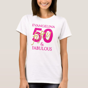 Camiseta Aniversário de 50 anos Nome Personalizado 50 e Fab