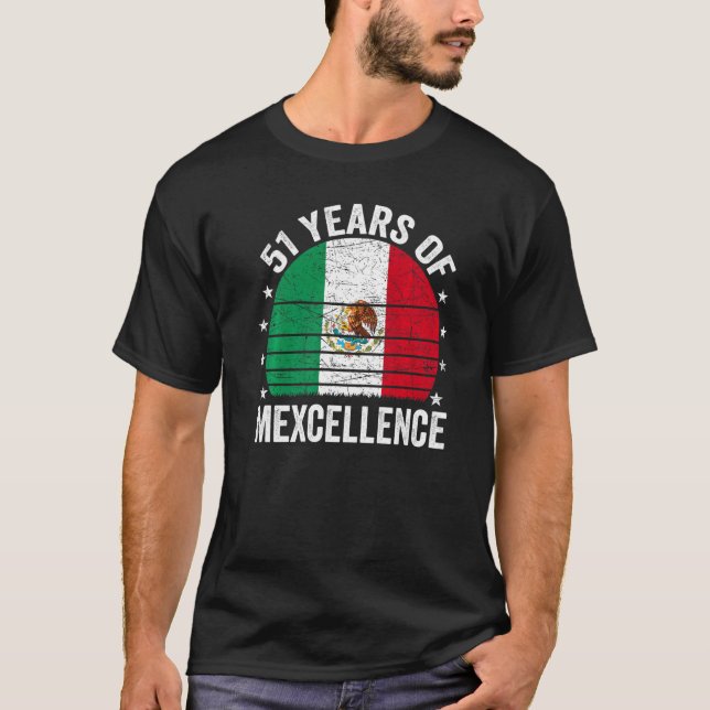 Camiseta Aniversário de 51 anos Mexicano 511 ruas Aniversár (Frente)