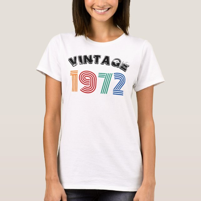 Camiseta Aniversário de 52 anos Vintage 1972 (Frente)