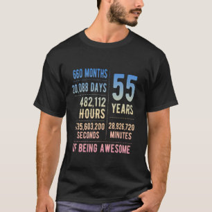 Camiseta Aniversário de 55 anos Homens Mulheres Engraçado 5