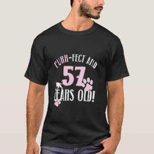Camiseta Aniversário de 57 anos Gata Mãe de Gato Amante de