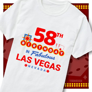 Camiseta Aniversário de 58 anos Sinal de Boas-Vindas Las Ve