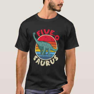 Camiseta Aniversário de 5 anos das Crianças Five O Saurus I