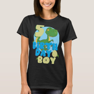 Camiseta Aniversário De 5 Anos Dinossauro Correspondente À