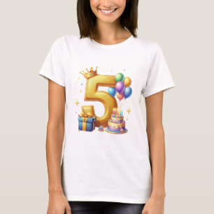 Camiseta Aniversário de 5 anos dourado