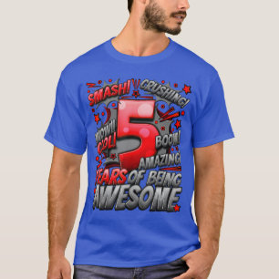 Camiseta Aniversário de 5 anos Estilo Cômico Incrível Desde