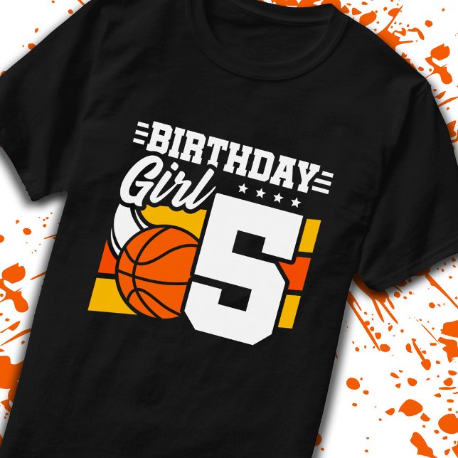 Camiseta Aniversário de 5 de Basquete de 5 Anos (Criador carregado)