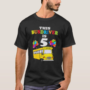 Camiseta Aniversário de 5 de ônibus escolar de cinco anos