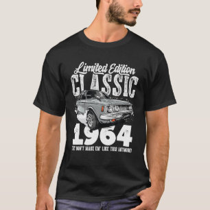 Camiseta Aniversário de 60 anos Carro Clássico Vintage 1964