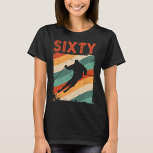 Camiseta Aniversário de 60 anos Retro Esqui Esquiando Homem