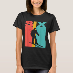 Camiseta Aniversário de 6 Aniversário Retro Esqui Aos 6 Ano