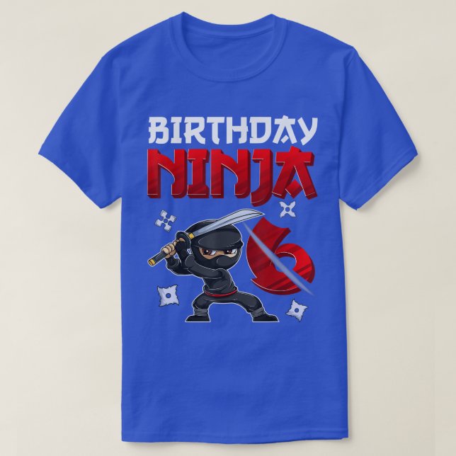 Camiseta Aniversário De 6 Anos, Aniversário De Ninja (Frente do Design)