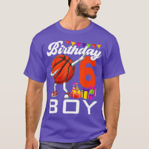 Camiseta Aniversário De 6 Anos Bola De Basquete De Dabbing