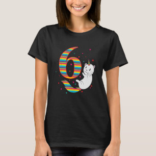 Camiseta Aniversário de 6 anos Gato Unicórnio sexto Anivers