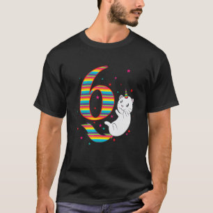 Camiseta Aniversário de 6 anos Gato Unicórnio sexto Anivers