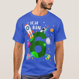 Camiseta Aniversário de 6 anos, planetas, estrelas, astrona