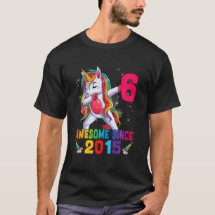 Camiseta Aniversário de 6 de 6 anos Unicórnio Dabbing Gir