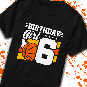 Camiseta Aniversário de 6 de Basquete de 6 Anos