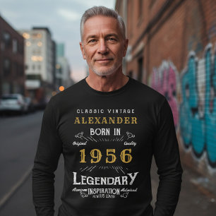 Camiseta Aniversário de 70 anos 1956 Adicionar Nome Preto D