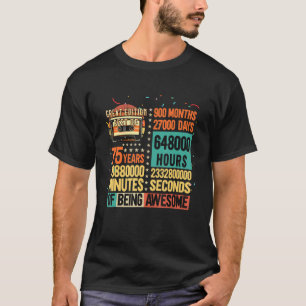 Camiseta Aniversário de 75 anos Cassete Retro 75 Anos de Vi