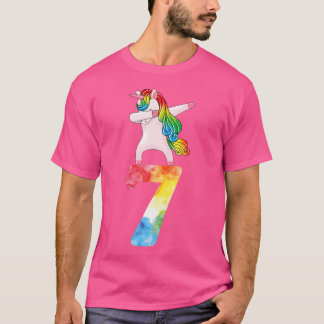 Camiseta Aniversário de 7 anos Amantes de Unicórnios Menina