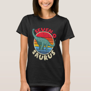Camiseta Aniversário de 7 anos das Crianças Sete O Saurus B