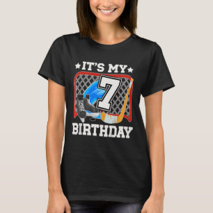 Camiseta Aniversário de 7 anos de menino de hóquei no gelo