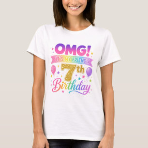 Camiseta Aniversário de 7 anos do Amigo OMG É o 7º do Meu A