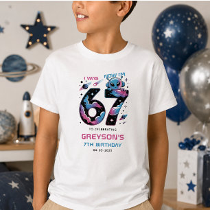 Camiseta Aniversário de 7 anos do Cute Space Seis e Sete