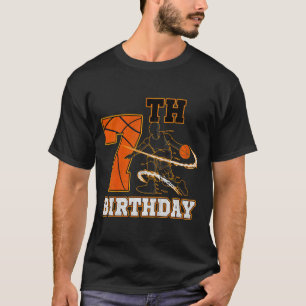 Camiseta Aniversário de 7 anos do garoto basquete crianças