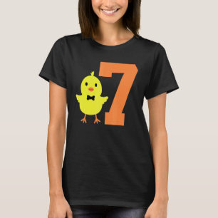 Camiseta Aniversário de 7 anos do menino frango tema fofo m