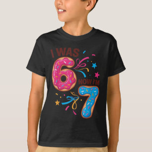 Camiseta Aniversário de 7 Anos Era 6 Agora Eu Tenho 7 67 Ho
