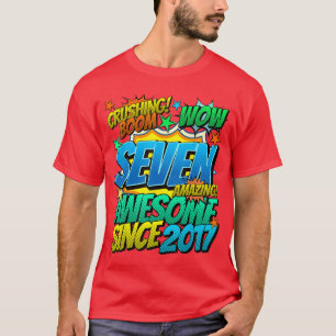 Camiseta Aniversário de 7 anos Estilo de Desenho Incrível D