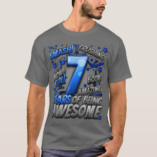 Camiseta Aniversário de 7 anos Estilo de Quadrinhos Incríve