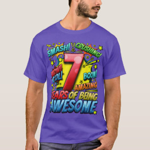 Camiseta Aniversário de 7 anos Estilo de Quadrinhos Incríve