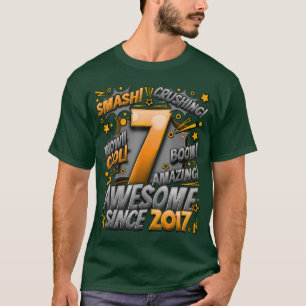 Camiseta Aniversário de 7 anos Estilo de quadrinhos Incríve