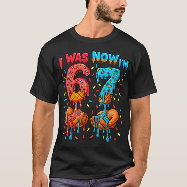 Camiseta Aniversário de 7 Anos Eu Era 6 Agora Eu Tenho 7 67 (Frente)