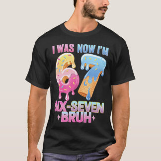 Camiseta Aniversário de 7 Anos Eu Era 6 Agora Eu Tenho 7 67