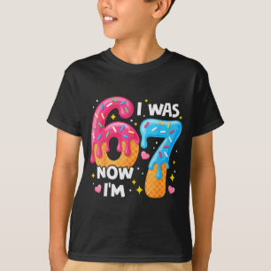 Camiseta Aniversário de 7 Anos Eu Era 6 Agora Sou 7 67 Cria