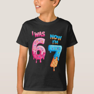 Camiseta Aniversário de 7 Anos Eu Era 6 Agora Sou 7 67 Engr