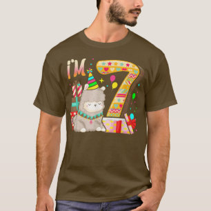 Camiseta Aniversário de 7 anos Llama Eu sou moça Tema 7