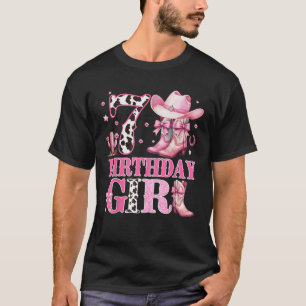 Camiseta Aniversário de 7 Anos Menina Rodeio Ocidental Cowg
