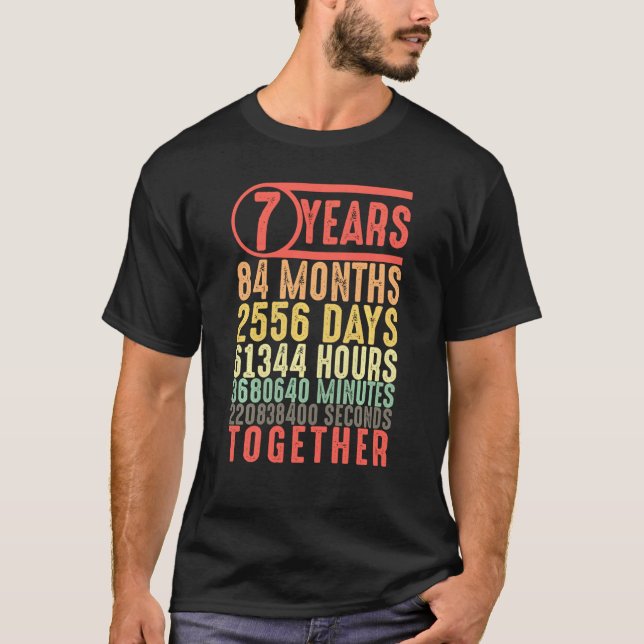 Camiseta Aniversário De 7 Anos Para Ele Seu Casamento De 7  (Frente)
